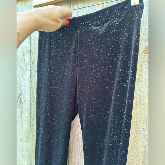 Crewcuts Girls Velour Black Gold Sparkle Leggings - Picture 5 of 7